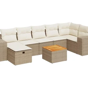 8-delige Loungeset met kussens poly rattan beige 8-delige Loungeset met kussens poly rattan beige