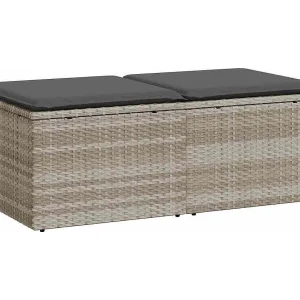 2-delige Loungeset met kussens poly rattan acacia lichtgrijs 2-delige Loungeset met kussens poly rattan acacia lichtgrijs