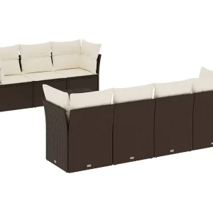 8-delige Loungeset met kussens poly rattan bruin 8-delige Loungeset met kussens poly rattan bruin