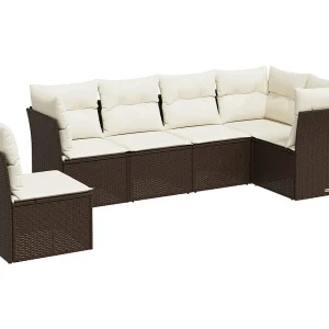 7-delige Loungeset met kussens poly rattan bruin 7-delige Loungeset met kussens poly rattan bruin