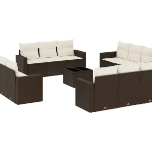 13-delige Loungeset met kussens poly rattan bruin 13-delige Loungeset met kussens poly rattan bruin