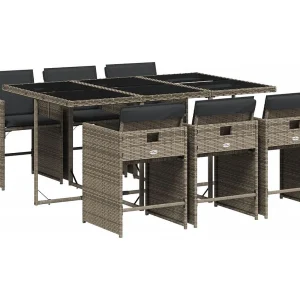 7-delige Tuinset met kussens poly rattan grijs 7-delige Tuinset met kussens poly rattan grijs
