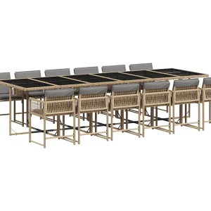 13-delige Tuinset met kussens poly rattan gemengd beige 13-delige Tuinset met kussens poly rattan gemengd beige