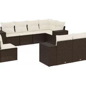 8-delige Loungeset met kussens poly rattan bruin 8-delige Loungeset met kussens poly rattan bruin