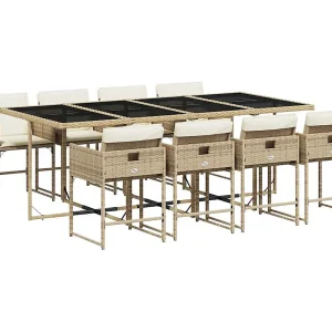 9-delige Tuinset met kussens poly rattan beige 9-delige Tuinset met kussens poly rattan beige