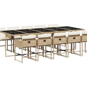 11-delige Tuinset met kussens poly rattan beige 11-delige Tuinset met kussens poly rattan beige