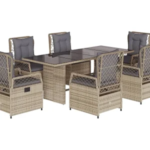 7-delige Tuinset met kussens poly rattan beige 7-delige Tuinset met kussens poly rattan beige