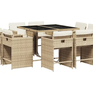9-delige Tuinset met kussens poly rattan beige 9-delige Tuinset met kussens poly rattan beige