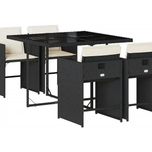 5-delige Tuinset met kussens poly rattan zwart 5-delige Tuinset met kussens poly rattan zwart