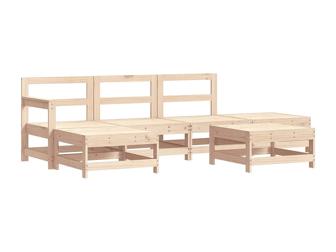 6-delige Loungeset massief grenenhout