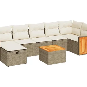 8-delige Loungeset met kussens poly rattan beige 8-delige Loungeset met kussens poly rattan beige