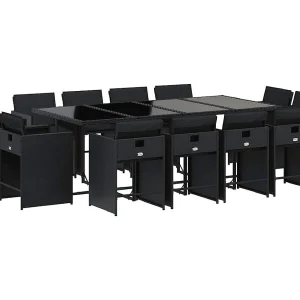 13-delige Tuinset met kussens poly rattan zwart 13-delige Tuinset met kussens poly rattan zwart