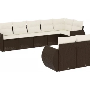 8-delige Loungeset met kussens poly rattan bruin 8-delige Loungeset met kussens poly rattan bruin