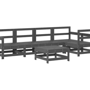 6-delige Loungeset massief grenenhout grijs 6-delige Loungeset massief grenenhout grijs