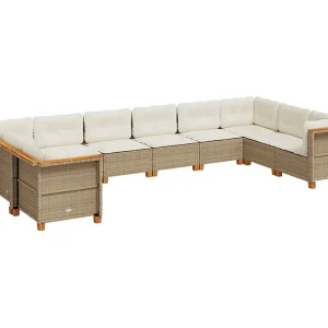 10-delige Loungeset met kussens poly rattan beige 10-delige Loungeset met kussens poly rattan beige