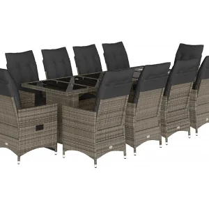 11-delige Bistroset met kussens poly rattan grijs 11-delige Bistroset met kussens poly rattan grijs