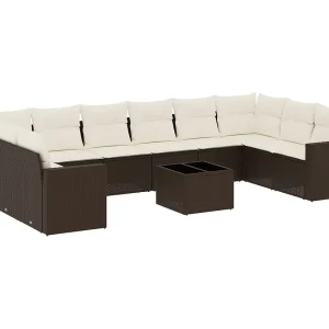 11-delige Loungeset met kussens poly rattan bruin 11-delige Loungeset met kussens poly rattan bruin