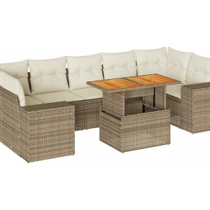 8-delige Loungeset met kussens poly rattan beige 8-delige Loungeset met kussens poly rattan beige