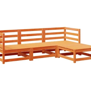 4-delige Loungeset massief grenenhout wasbruin