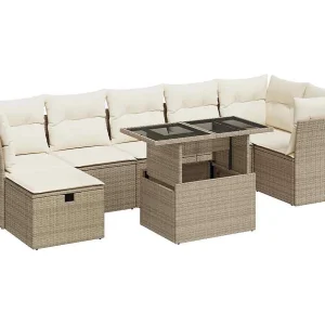 8-delige Loungeset met kussens poly rattan beige 8-delige Loungeset met kussens poly rattan beige