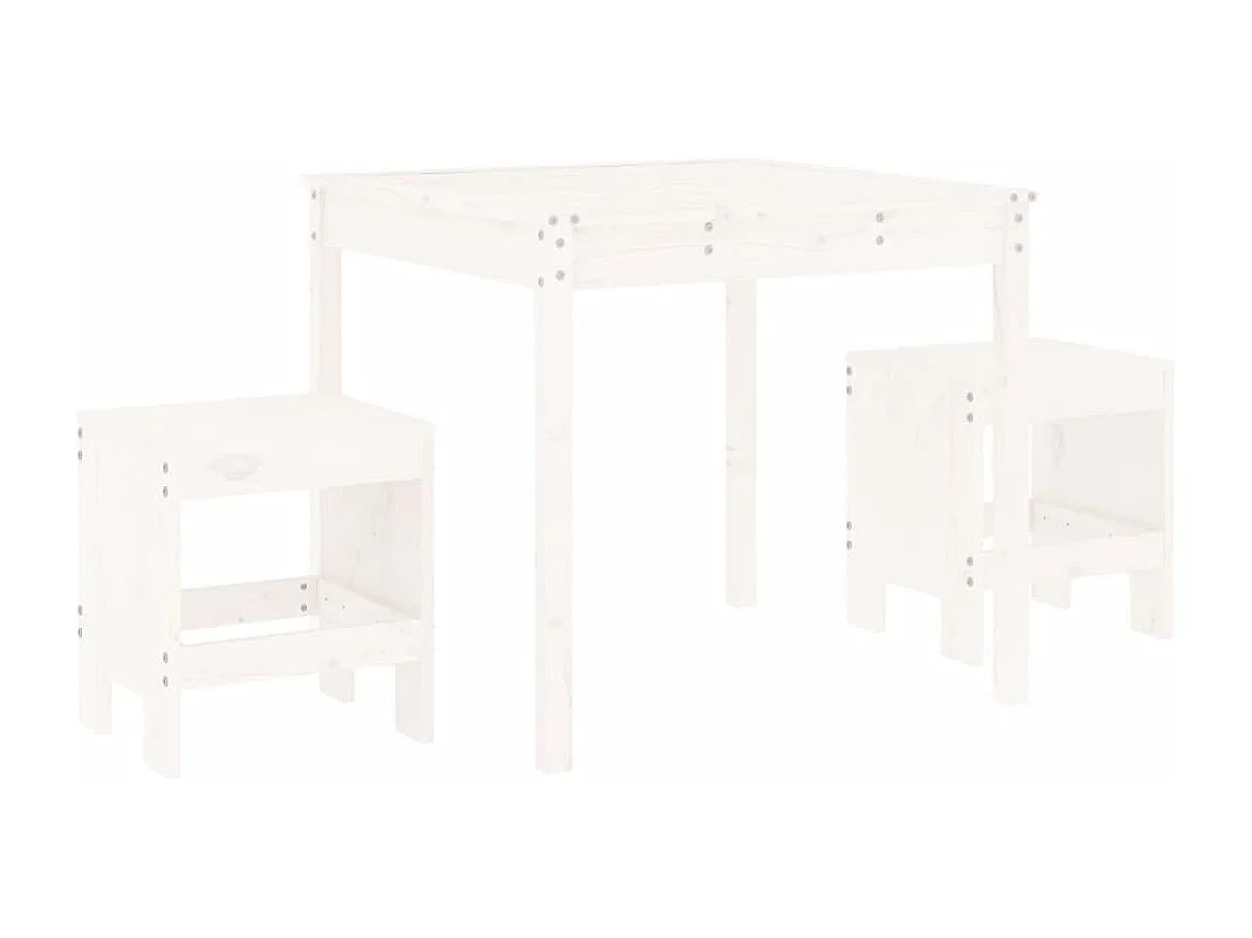 3-delige Bistroset massief grenenhout wit