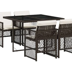 5-delige Tuinset met kussens poly rattan bruin 5-delige Tuinset met kussens poly rattan bruin
