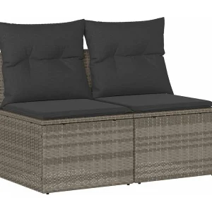 2-delige Loungeset met kussens poly rattan acacia lichtgrijs 2-delige Loungeset met kussens poly rattan acacia lichtgrijs