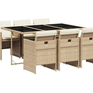 7-delige Tuinset met kussens poly rattan beige 7-delige Tuinset met kussens poly rattan beige
