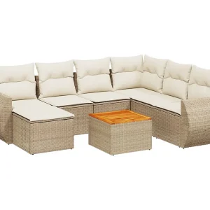 8-delige Loungeset met kussens poly rattan beige 8-delige Loungeset met kussens poly rattan beige