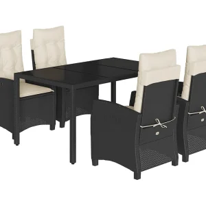 5-delige Tuinset met kussens poly rattan zwart 5-delige Tuinset met kussens poly rattan zwart