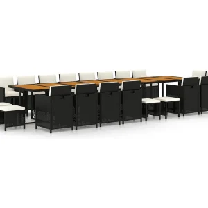 21-delige Tuinset met kussens poly rattan zwart