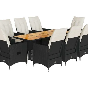 9-delige Tuinset poly rattan zwart 9-delige Tuinset poly rattan zwart