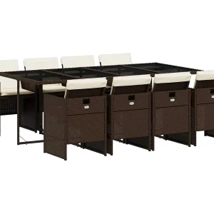 9-delige Tuinset met kussens poly rattan bruin 9-delige Tuinset met kussens poly rattan bruin