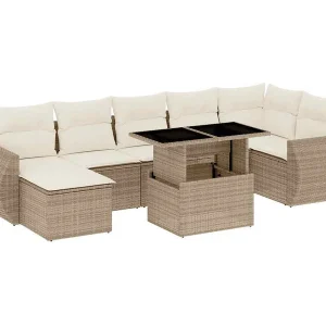 8-delige Loungeset met kussens poly rattan beige 8-delige Loungeset met kussens poly rattan beige