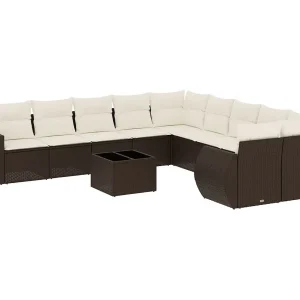11-delige Loungeset met kussens poly rattan bruin 11-delige Loungeset met kussens poly rattan bruin