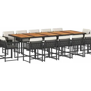 15-delige Tuinset met kussens poly rattan zwart