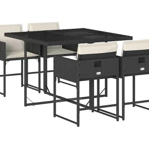 5-delige Tuinset met kussens poly rattan zwart 5-delige Tuinset met kussens poly rattan zwart