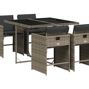5-delige Tuinset met kussens poly rattan grijs 5-delige Tuinset met kussens poly rattan grijs