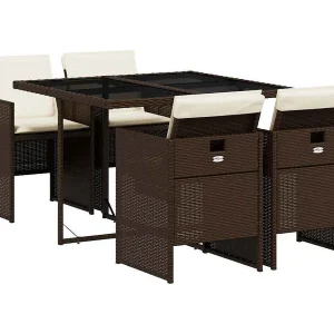5-delige Tuinset met kussens poly rattan bruin 5-delige Tuinset met kussens poly rattan bruin