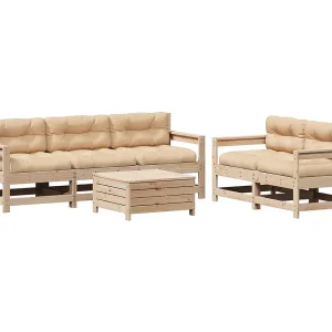 6-delige Loungeset met kussens massief grenenhout 6-delige Loungeset met kussens massief grenenhout