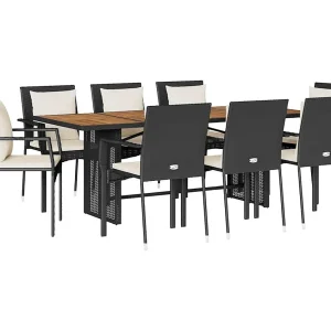 9-delige Tuinset poly rattan zwart 9-delige Tuinset poly rattan zwart
