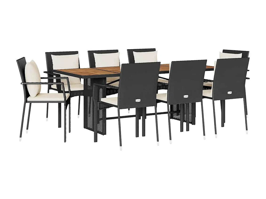 9-delige Tuinset poly rattan zwart