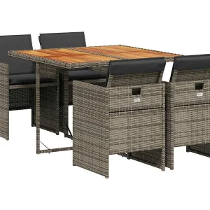 5-delige Tuinset met kussens poly rattan grijs 5-delige Tuinset met kussens poly rattan grijs