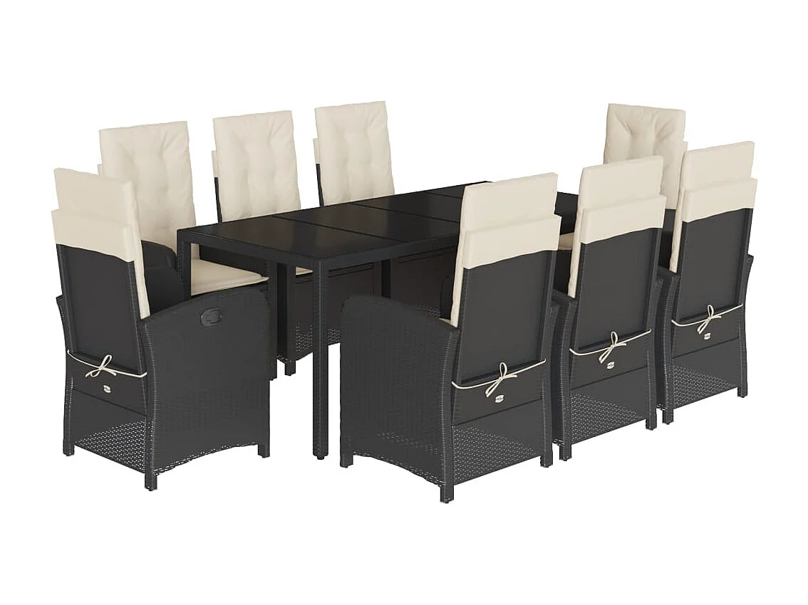 9-delige Tuinset poly rattan zwart