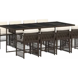 9-delige Tuinset met kussens poly rattan bruin 9-delige Tuinset met kussens poly rattan bruin