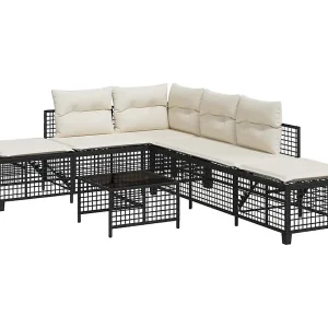 3-delige Loungeset met kussens poly rattan zwart 3-delige Loungeset met kussens poly rattan zwart