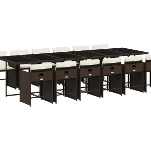 13-delige Tuinset met kussens poly rattan bruin 13-delige Tuinset met kussens poly rattan bruin