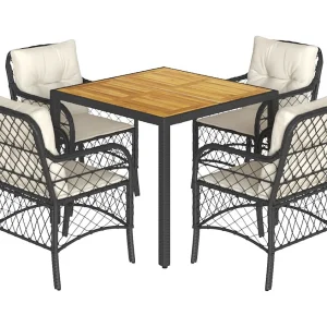 5-delige Tuinset met kussens poly rattan zwart 5-delige Tuinset met kussens poly rattan zwart