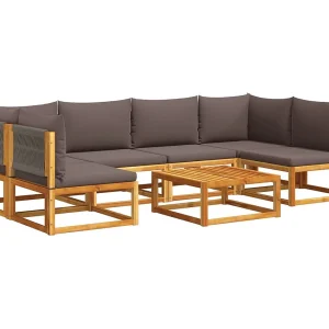 7-delige tuinbankset met kussens acaciahout & touw 7-delige tuinbankset met kussens acaciahout & touw