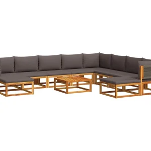 11-delige tuinbankset met kussens acaciahout & touw
